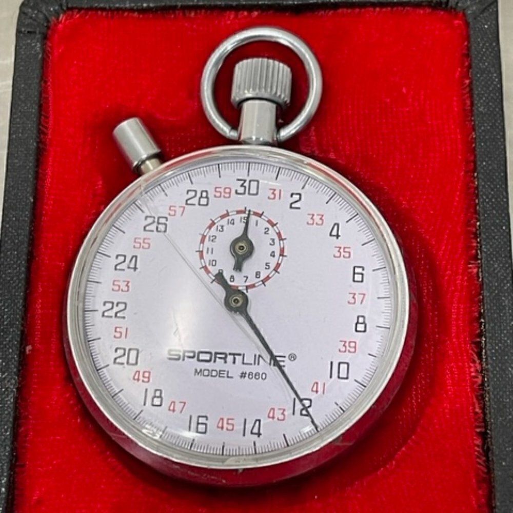 Vintage Sportline Stopwatch Model #660 w/ Box Working but As Is Good Condition -